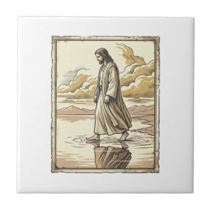 Vintage Spiritual Water Walk Engraving Tile