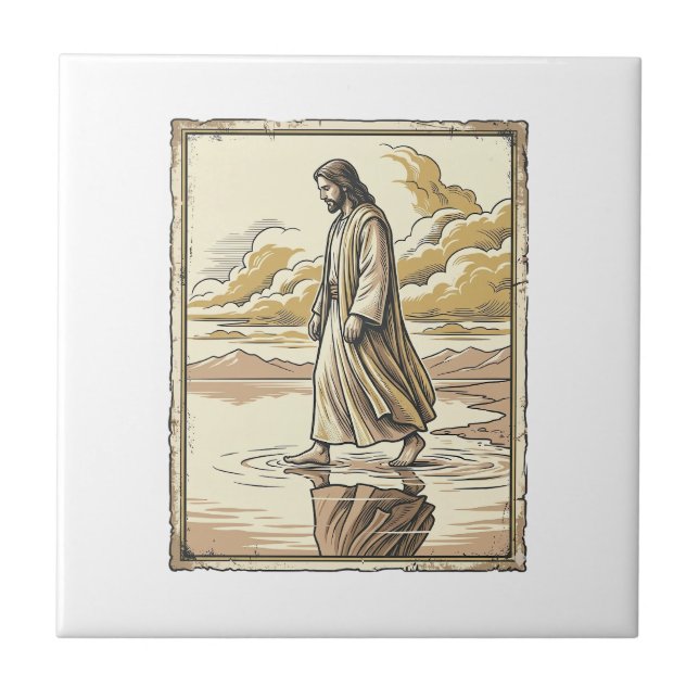 Vintage Spiritual Water Walk Engraving Tile (Front)