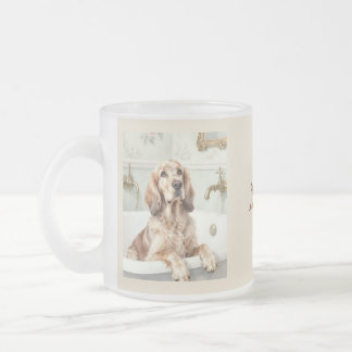 vintage splish splash spa day irish setter dog frosted glass coffee mug