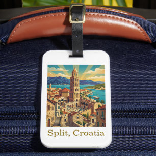 Vintage Split Croatia Dalmatia Travel Luggage Tag