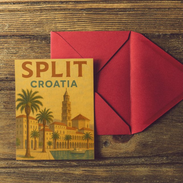 Vintage Split Croatia Dalmatia Travel Postcard (vintage split croatia travel postcard)