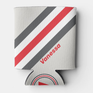 Vintage Split Wingtip Stripes with Name Can Cooler