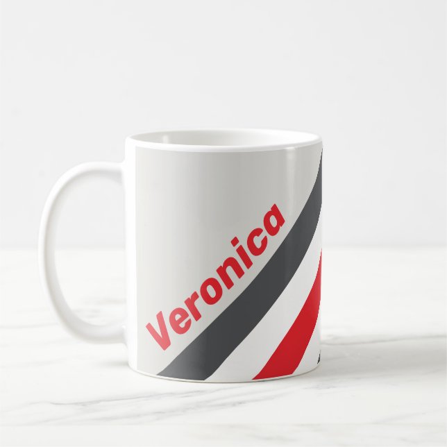 Vintage Split Wingtip Stripes with Name Coffee Mug (Left)
