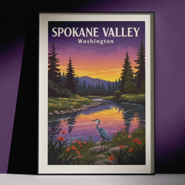 Vintage Spokane Valley Washington Poster (Creator Uploaded)