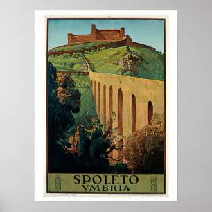 Vintage Spoleto Umbria 1920s Italian travel ad Poster