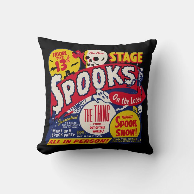Vintage Spook Show Poster Art Pillow (Front)