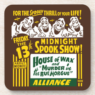 Vintage Spook Show Poster Art - Set of 6 Coasters