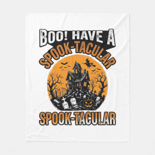 Vintage Spook-Tacular Halloween Haunted House Shir Fleece Blanket
