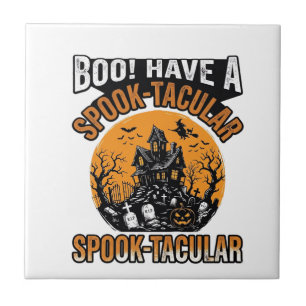 Vintage Spook-Tacular Halloween Haunted House Shir Tile