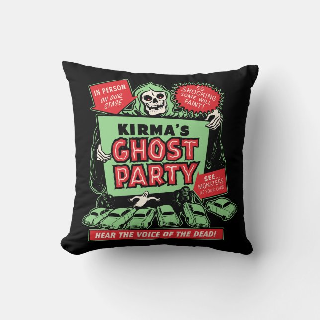 Vintage Spookshow Poster Art - Kirma's Ghost Party Cushion (Front)