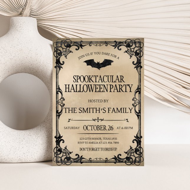 Vintage Spooktacular Adult Halloween Party Invitation (Vintage Spooktacular Halloween Party Invitation)