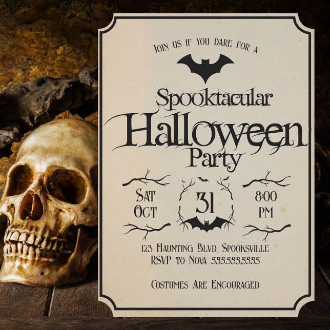 Vintage Spooktacular Batty Adult Halloween Party  Invitation (Creator Uploaded)
