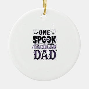 Vintage Spooktacular Dad Halloween Shirt Design_1 Ceramic Tree Decoration