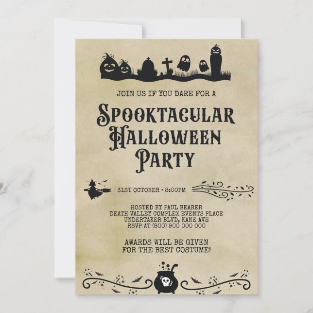 Vintage Spooktacular Halloween Costume Party Invitation (Front)