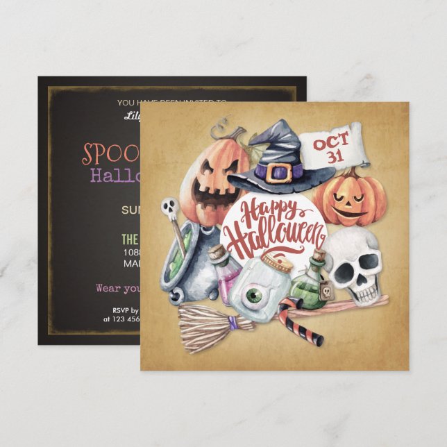 Vintage Spooktacular Halloween Party | Invitation (Front/Back)