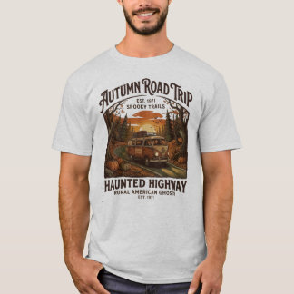 Vintage Spooky Autumn Road Trip Camper Van T-Shirt
