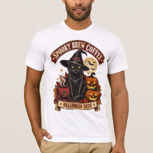 Vintage Spooky Brew Coffee Moroccan Black Cat Tee