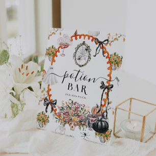 Vintage Spooky Cottagecore Halloween Potion Bar Pedestal Sign