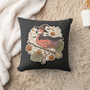Vintage Spooky Flamingo Halloween Design Cushion