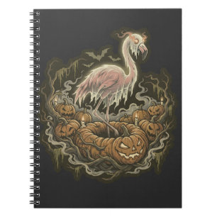 Vintage Spooky Flamingo Halloween Design Notebook
