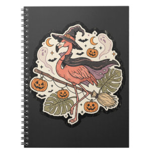 Vintage Spooky Flamingo Halloween Design Notebook