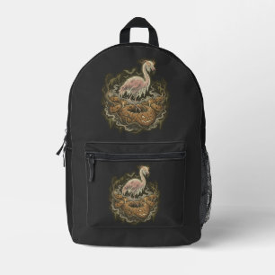Vintage Spooky Flamingo Halloween Design Printed Backpack