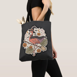 Vintage Spooky Flamingo Halloween Design Tote Bag