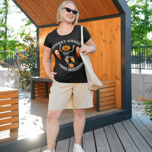 Vintage Spooky Ghost Halloween Pumpkin Skeleton T-Shirt