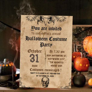 vintage spooky gothic, halloween party invitation