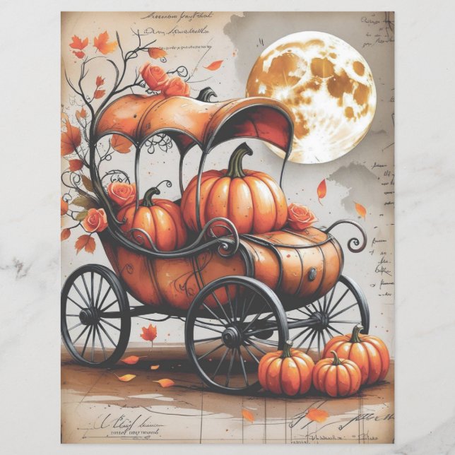 Vintage Spooky Gothic Halloween Scrapbook Paper  (Front)