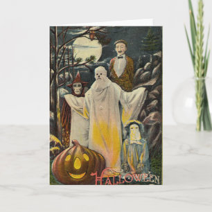 Vintage Spooky Halloween Costumes Card