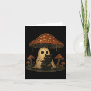 Vintage Spooky Halloween Ghost And Black Cat Card