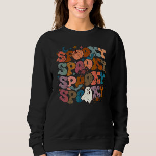 Vintage Spooky Halloween Groovy Flower Cute Ghost Sweatshirt