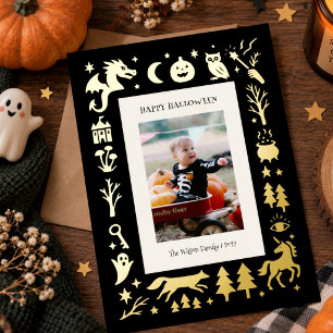 Vintage Spooky Halloween Photo Foil Holiday Card
