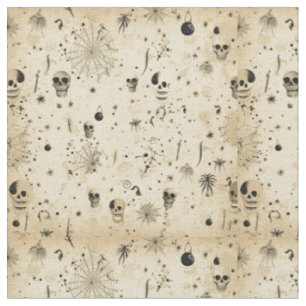 Vintage Spooky Halloween Seamless Pattern Fabric