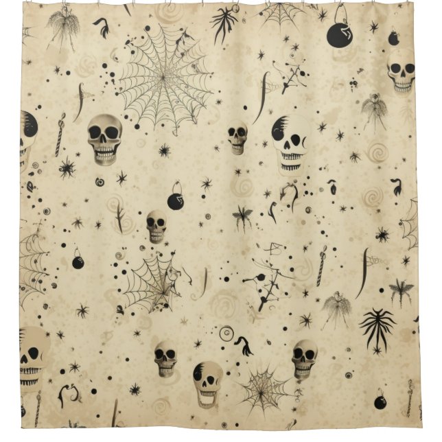 Vintage Spooky Halloween Seamless Pattern Shower Curtain (Front)