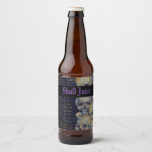 Vintage Spooky Halloween Skull Juice Beer Bottle Label