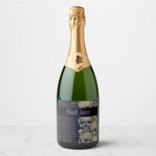 Vintage Spooky Halloween Skull Juice Sparkling Wine Label