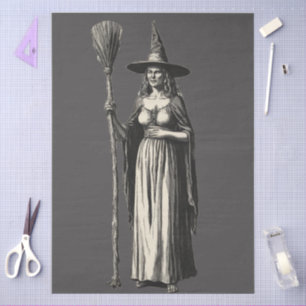 Vintage Spooky Halloween Witch Tissue Paper