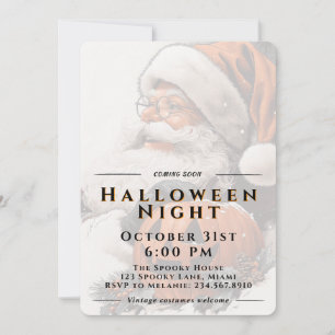 Vintage Spooky Santa & Jack O Lantern Halloween Invitation