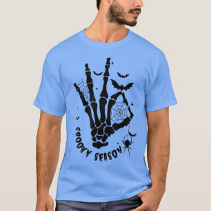 Vintage Spooky Season Funny Skeleton Hand Retro Ha T-Shirt
