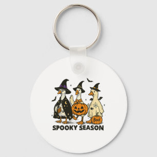 Vintage Spooky Season Halloween Ghost Goose Spooky Key Ring