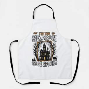 Vintage Spooky Season Haunted House Halloween Desi Apron