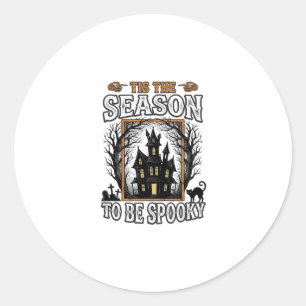 Vintage Spooky Season Haunted House Halloween Desi Classic Round Sticker
