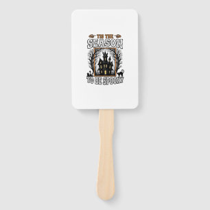 Vintage Spooky Season Haunted House Halloween Desi Hand Fan