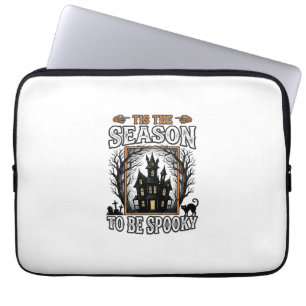 Vintage Spooky Season Haunted House Halloween Desi Laptop Sleeve