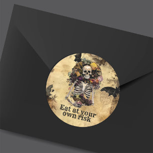  Vintage Spooky Skeleton Halloween Costume Party  Classic Round Sticker