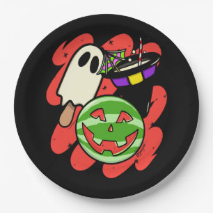Vintage Spooky Summerween Watermelon - Spooky Summ Paper Plate