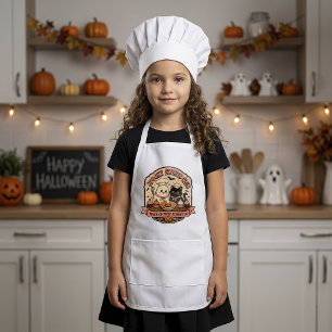 Vintage Spooky Sweets Club Ghost Cat Chef Kids Apron