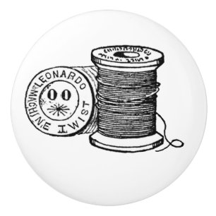 Vintage Spool of Thread Ceramic Knob